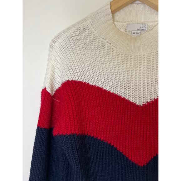 Ten Sixty Sherman Chevron Stripe Colorblock High-Neck Sweater - Picture 5 of 16